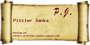 Pittler Janka névjegykártya